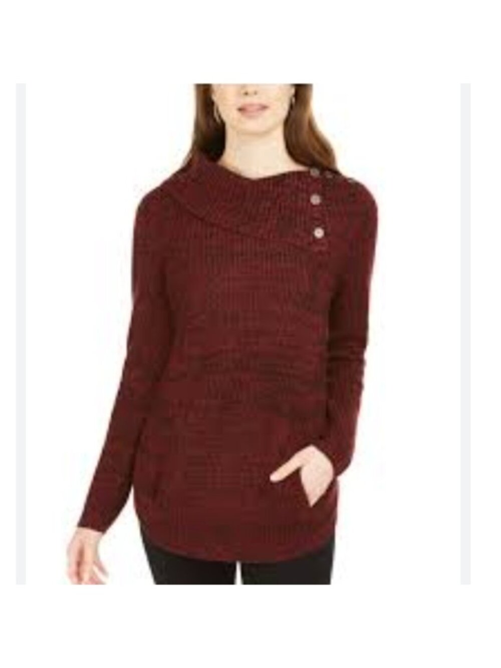 Style & co envelope neck robbed knit sweater